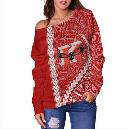 Kauai High School Off Shoulder Sweatshirt Tribal Polynesian Pride Style