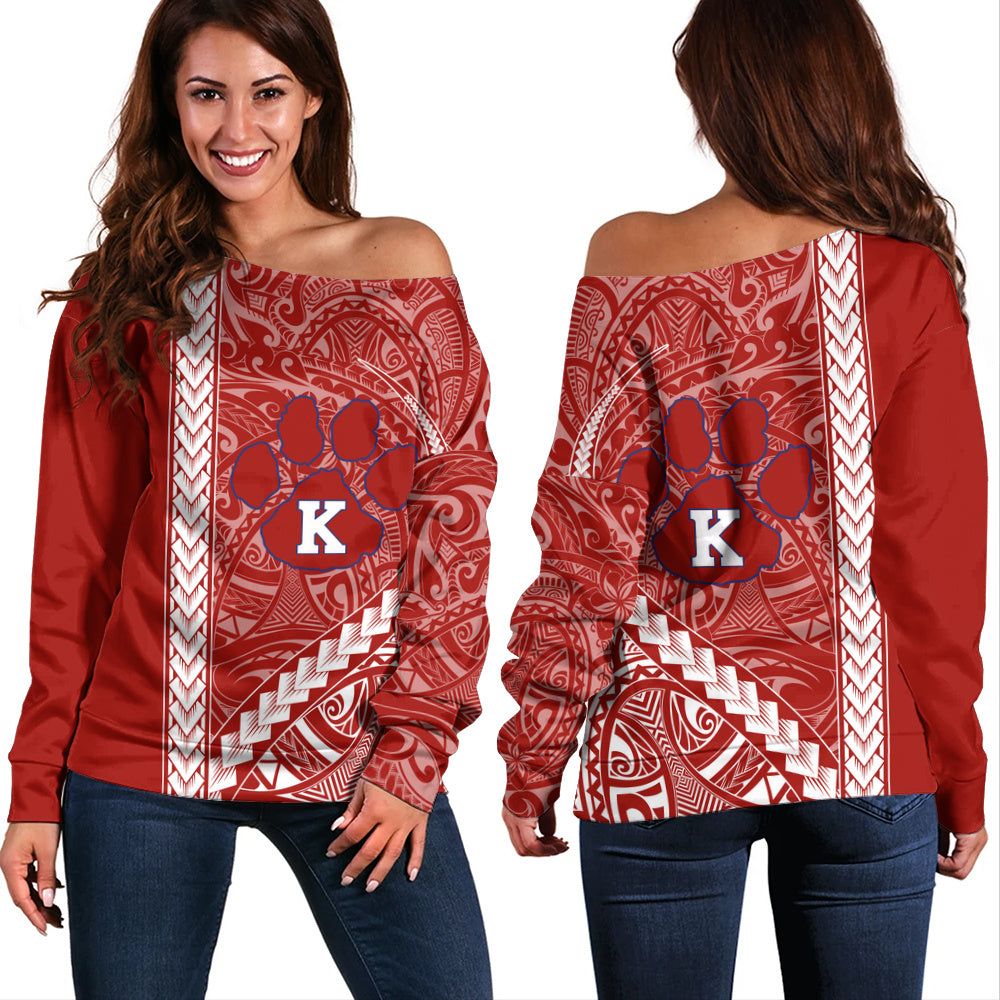 Keaʻau High School Off Shoulder Sweatshirt Tribal Polynesian Pride Style