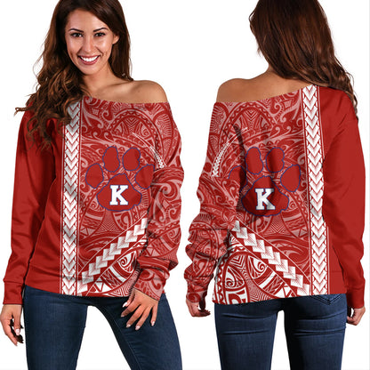 Keaʻau High School Off Shoulder Sweatshirt Tribal Polynesian Pride Style