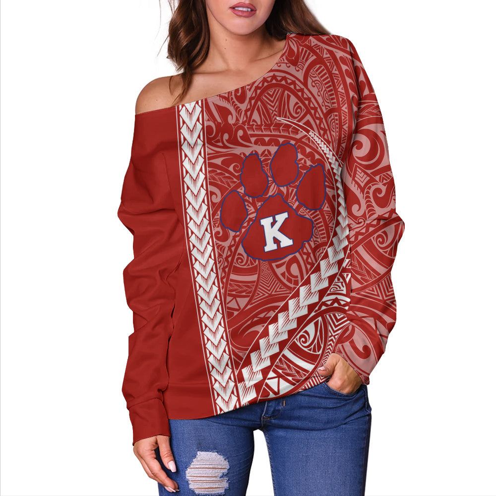 Keaʻau High School Off Shoulder Sweatshirt Tribal Polynesian Pride Style