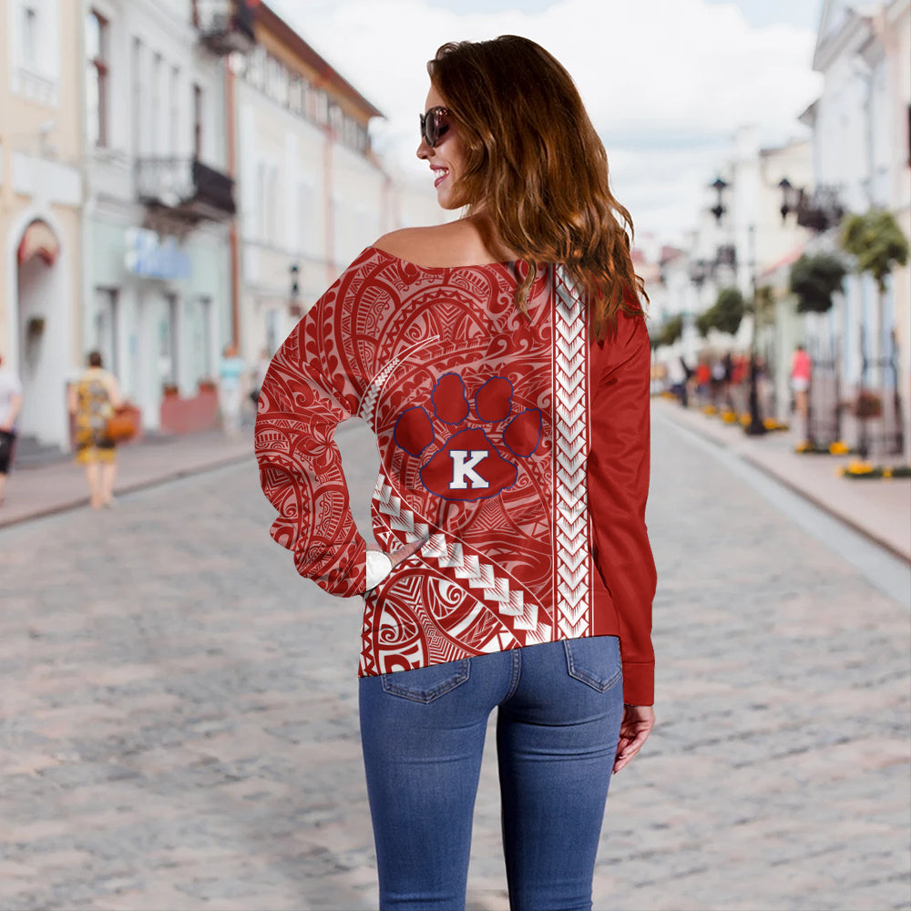 Keaʻau High School Off Shoulder Sweatshirt Tribal Polynesian Pride Style