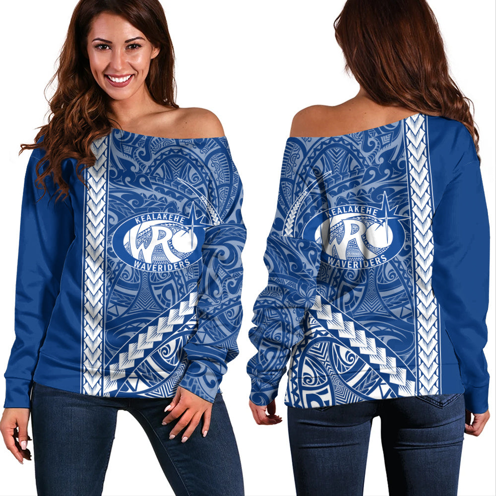 Kealakehe High School Off Shoulder Sweatshirt Tribal Polynesian Pride Style