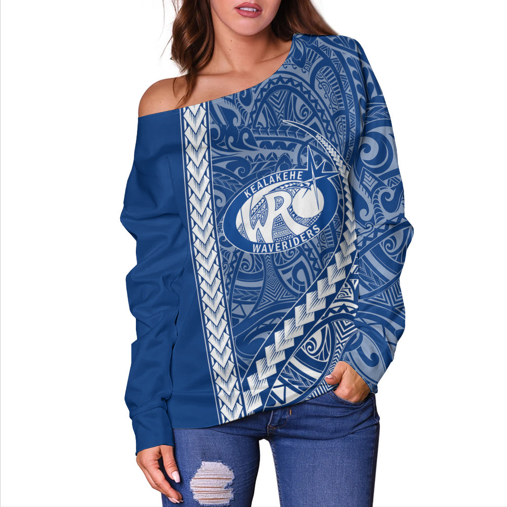 Kealakehe High School Off Shoulder Sweatshirt Tribal Polynesian Pride Style