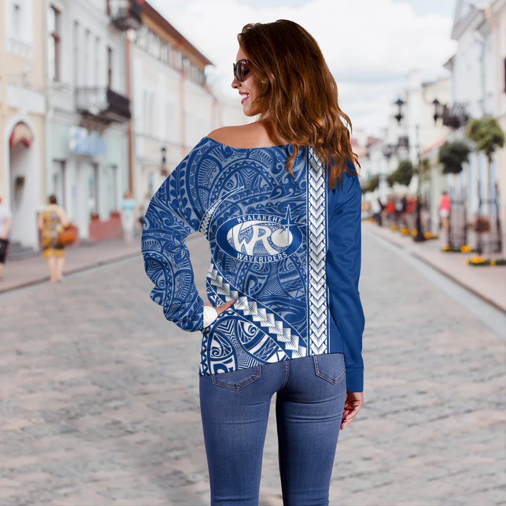Kealakehe High School Off Shoulder Sweatshirt Tribal Polynesian Pride Style
