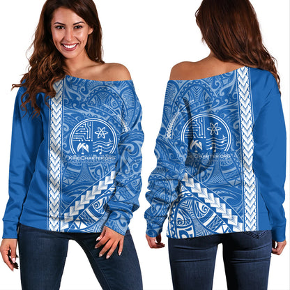 Kihei Charter School Off Shoulder Sweatshirt Tribal Polynesian Pride Style
