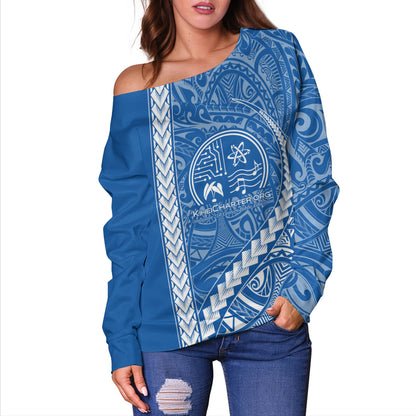 Kihei Charter School Off Shoulder Sweatshirt Tribal Polynesian Pride Style