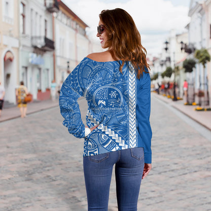 Kihei Charter School Off Shoulder Sweatshirt Tribal Polynesian Pride Style