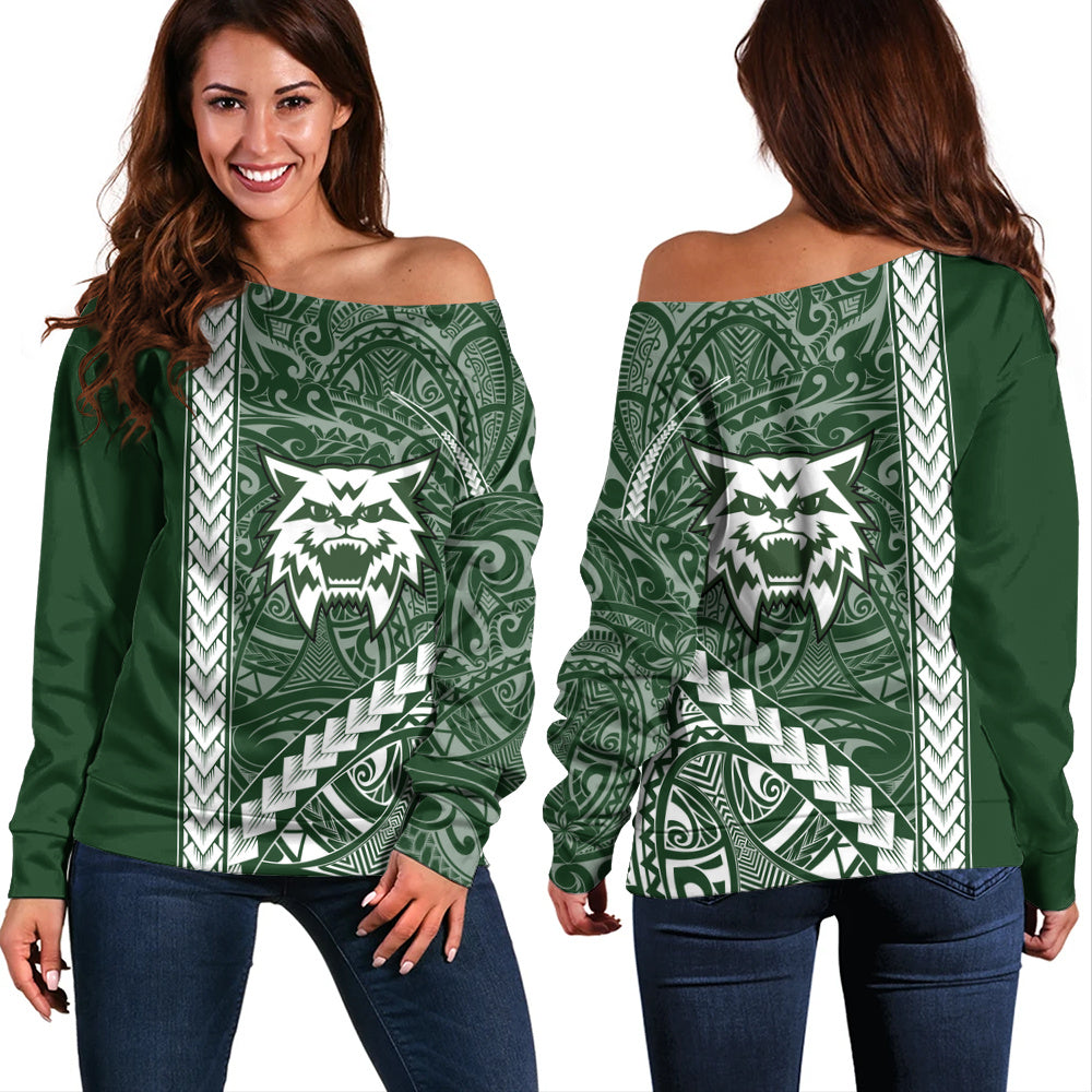 Konawaena High School Off Shoulder Sweatshirt Tribal Polynesian Pride Style