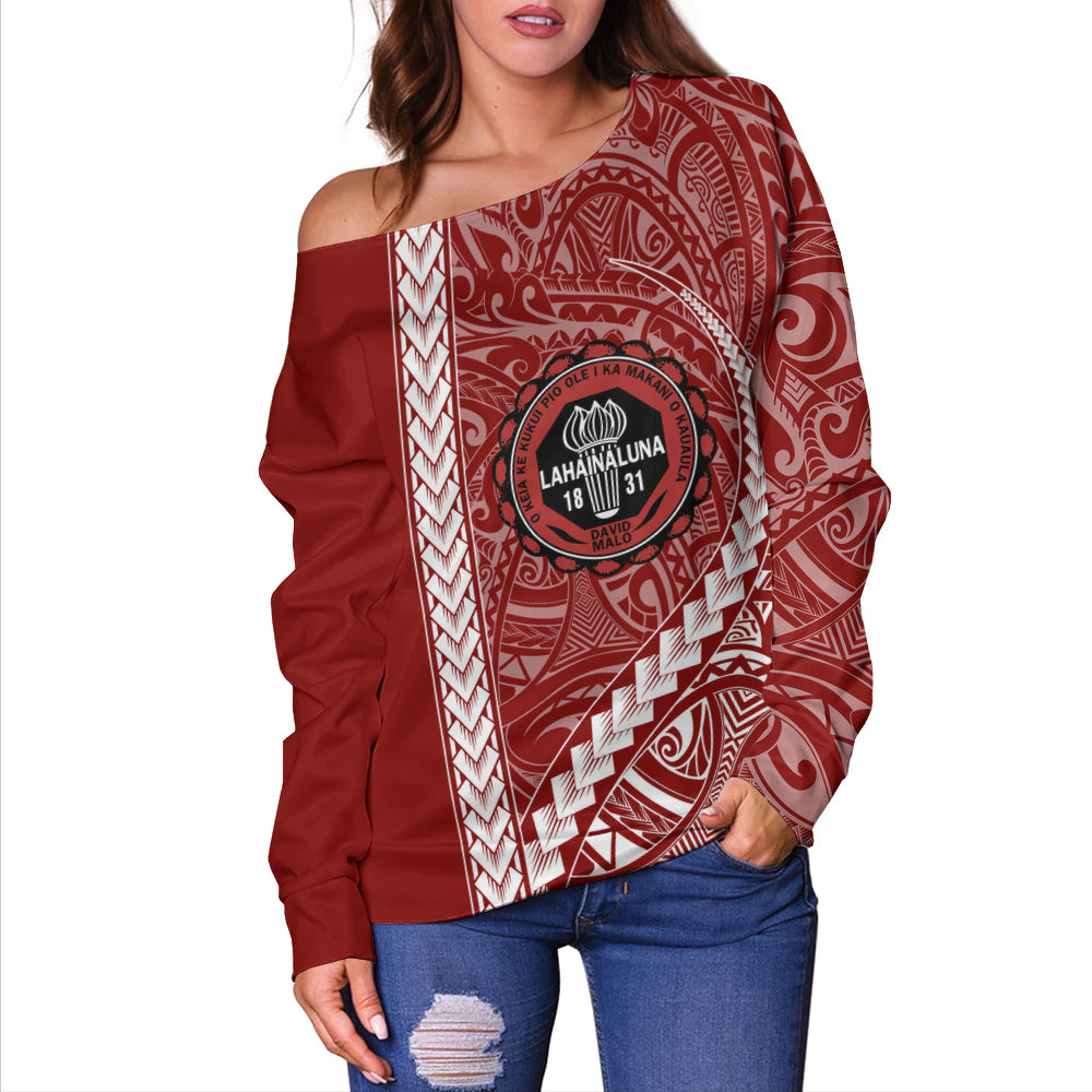 Lahainaluna High School Off Shoulder Sweatshirt Tribal Polynesian Pride Style