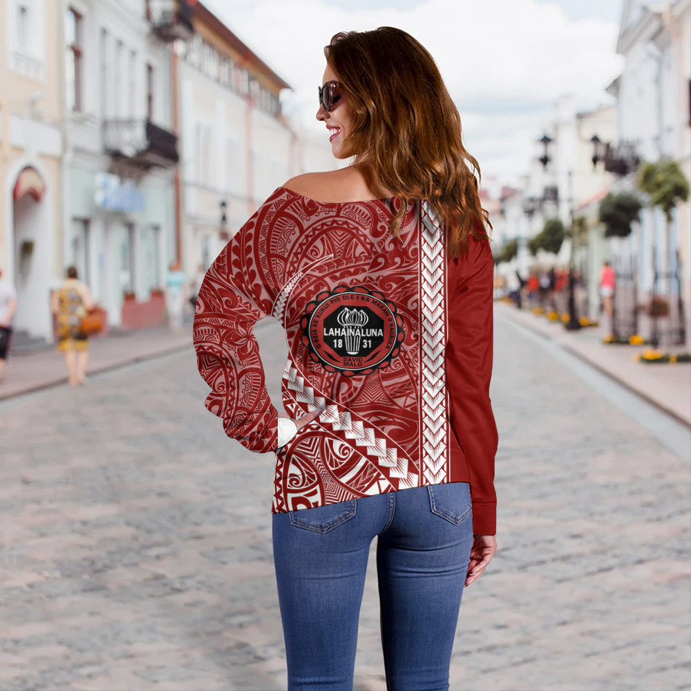 Lahainaluna High School Off Shoulder Sweatshirt Tribal Polynesian Pride Style
