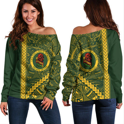 Leilehua High School Off Shoulder Sweatshirt Tribal Polynesian Pride Style