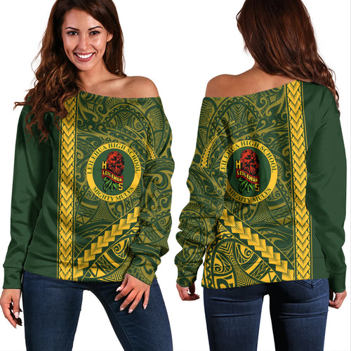 Leilehua High School Off Shoulder Sweatshirt Tribal Polynesian Pride Style