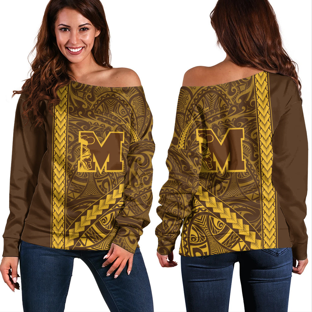 Mililani High School Off Shoulder Sweatshirt Tribal Polynesian Pride Style