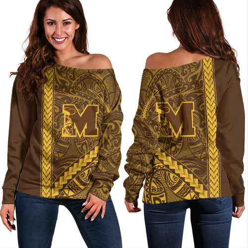 Mililani High School Off Shoulder Sweatshirt Tribal Polynesian Pride Style