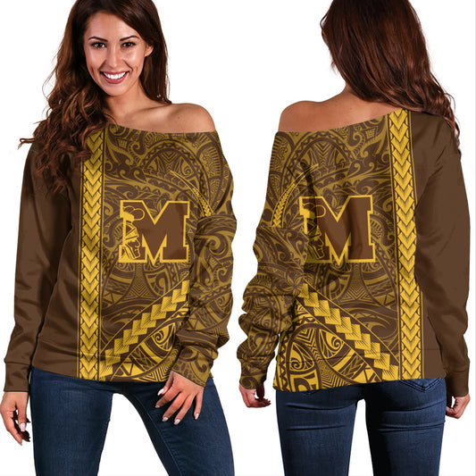 Mililani High School Off Shoulder Sweatshirt Tribal Polynesian Pride Style