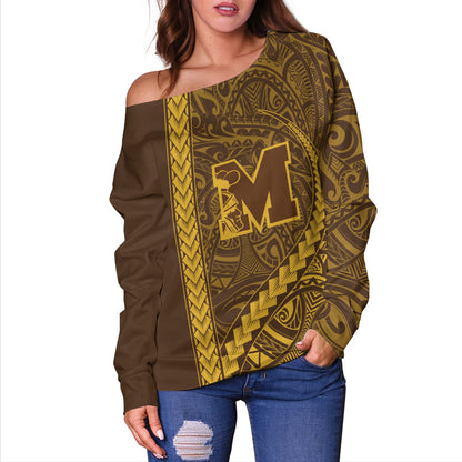 Mililani High School Off Shoulder Sweatshirt Tribal Polynesian Pride Style