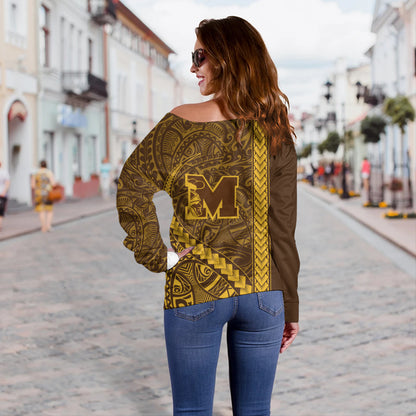 Mililani High School Off Shoulder Sweatshirt Tribal Polynesian Pride Style