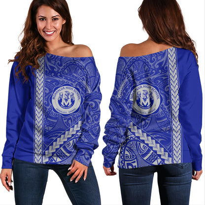 moanalua high school Off Shoulder Sweatshirt Tribal Polynesian Pride Style