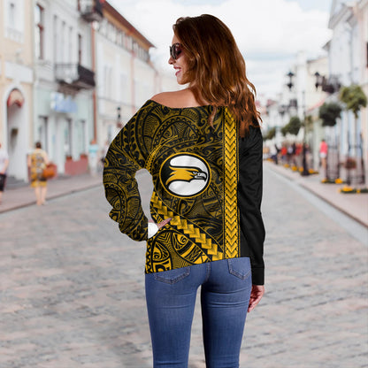 Nanakuli High and Intermediate School Off Shoulder Sweatshirt Tribal Polynesian Pride Style