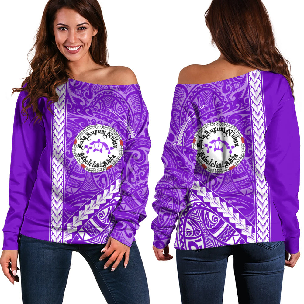 Ni'ihau High and Elementary School Off Shoulder Sweatshirt Tribal Polynesian Pride Style