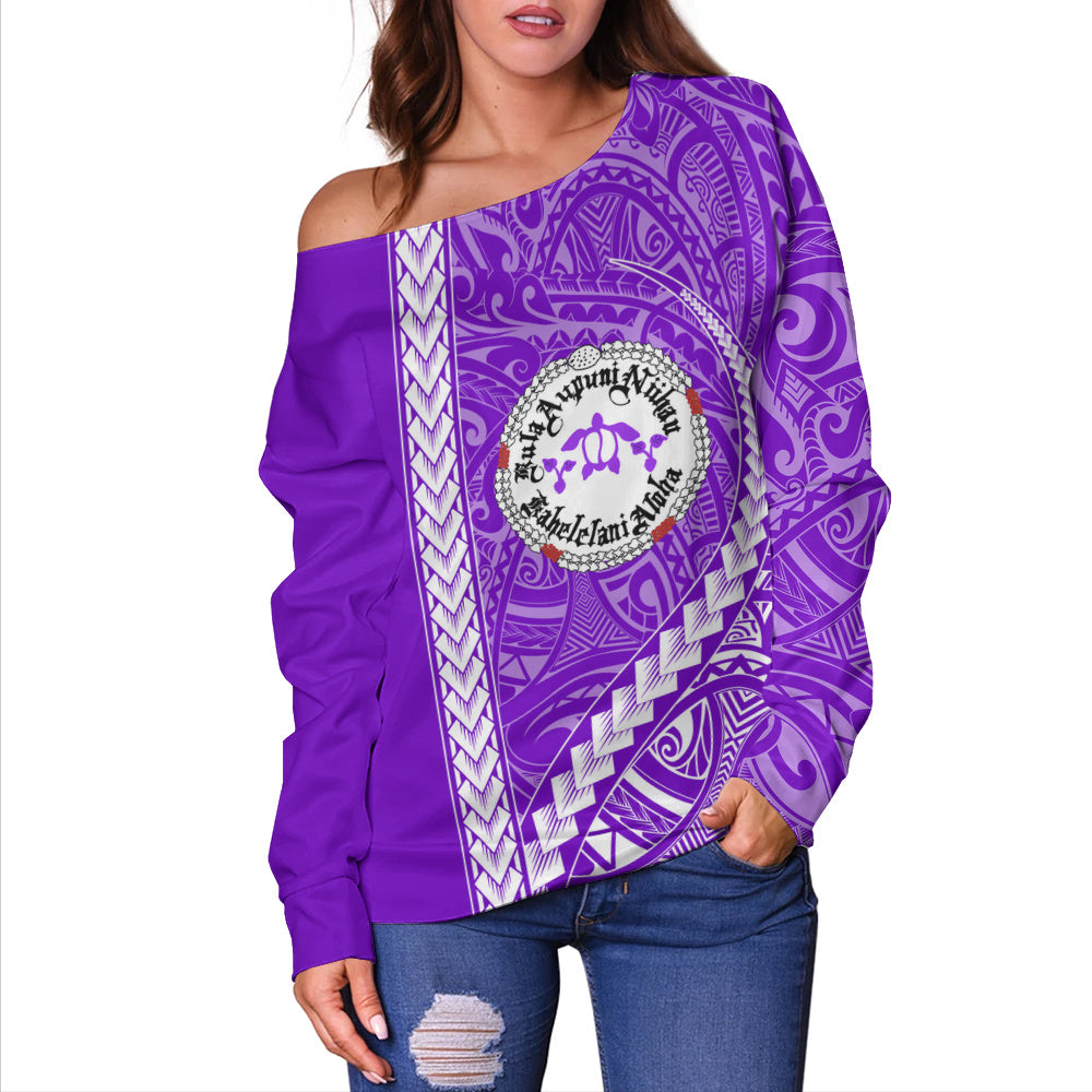 Ni'ihau High and Elementary School Off Shoulder Sweatshirt Tribal Polynesian Pride Style