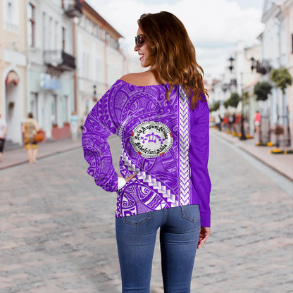 Ni'ihau High and Elementary School Off Shoulder Sweatshirt Tribal Polynesian Pride Style