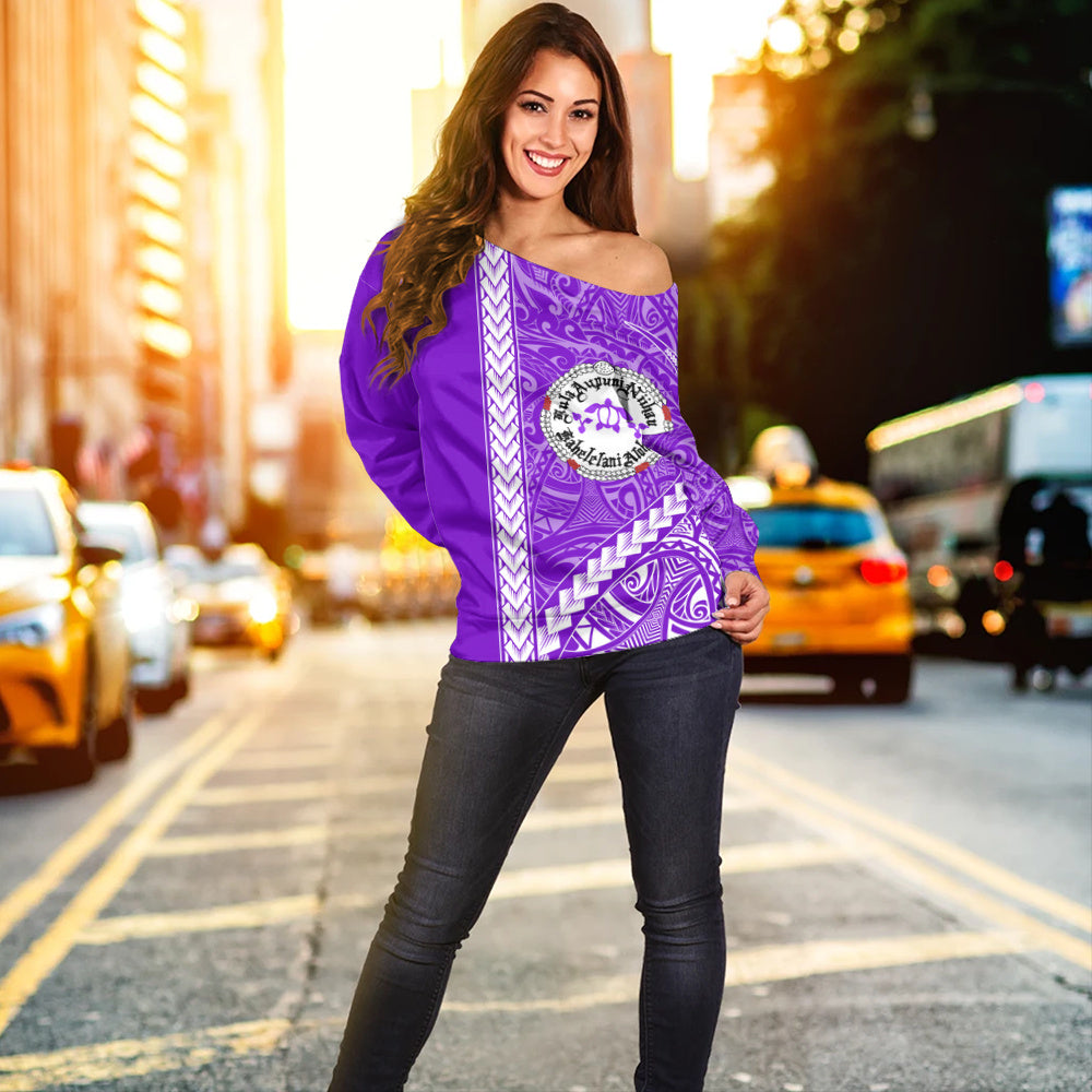 Ni'ihau High and Elementary School Off Shoulder Sweatshirt Tribal Polynesian Pride Style