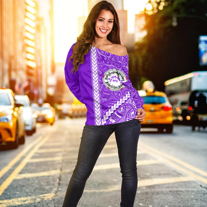 Ni'ihau High and Elementary School Off Shoulder Sweatshirt Tribal Polynesian Pride Style