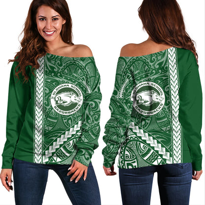 Olomana High & Intermediate School Off Shoulder Sweatshirt Tribal Polynesian Pride Style