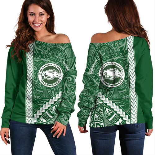 Olomana High & Intermediate School Off Shoulder Sweatshirt Tribal Polynesian Pride Style