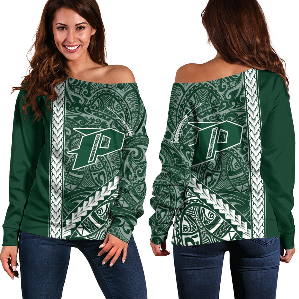 Pahoa High and Intermediate School Off Shoulder Sweatshirt Tribal Polynesian Pride Style