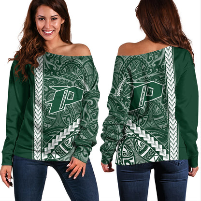 Pahoa High and Intermediate School Off Shoulder Sweatshirt Tribal Polynesian Pride Style