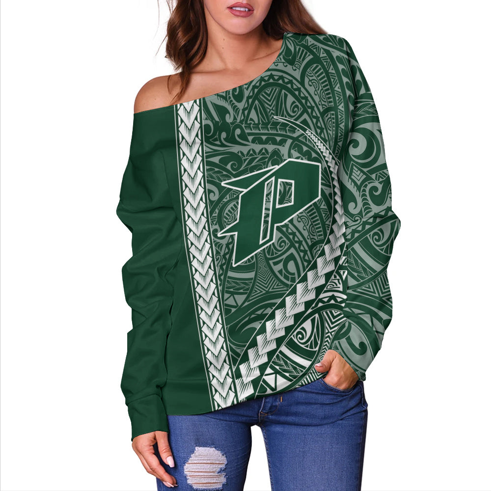 Pahoa High and Intermediate School Off Shoulder Sweatshirt Tribal Polynesian Pride Style