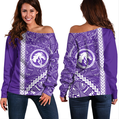 Pearl City High School (Hawaii) Off Shoulder Sweatshirt Tribal Polynesian Pride Style