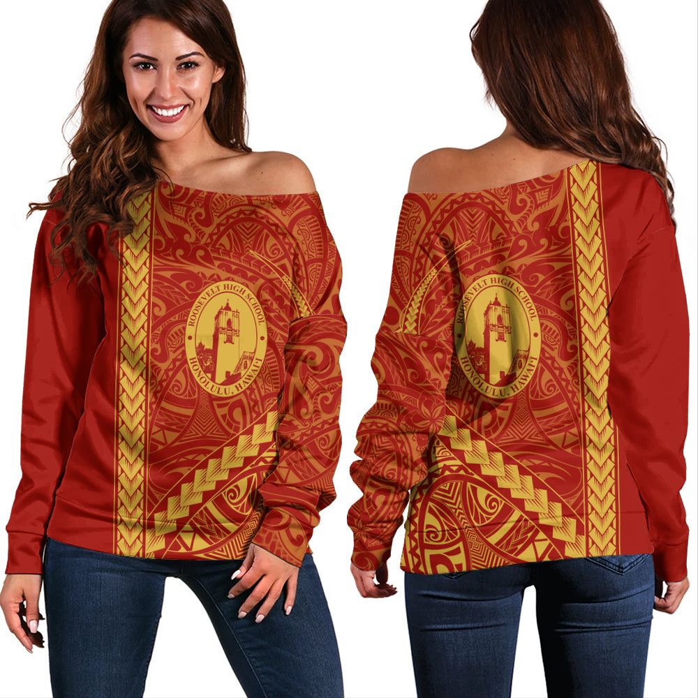 President Theodore Roosevelt High School Off Shoulder Sweatshirt Tribal Polynesian Pride Style