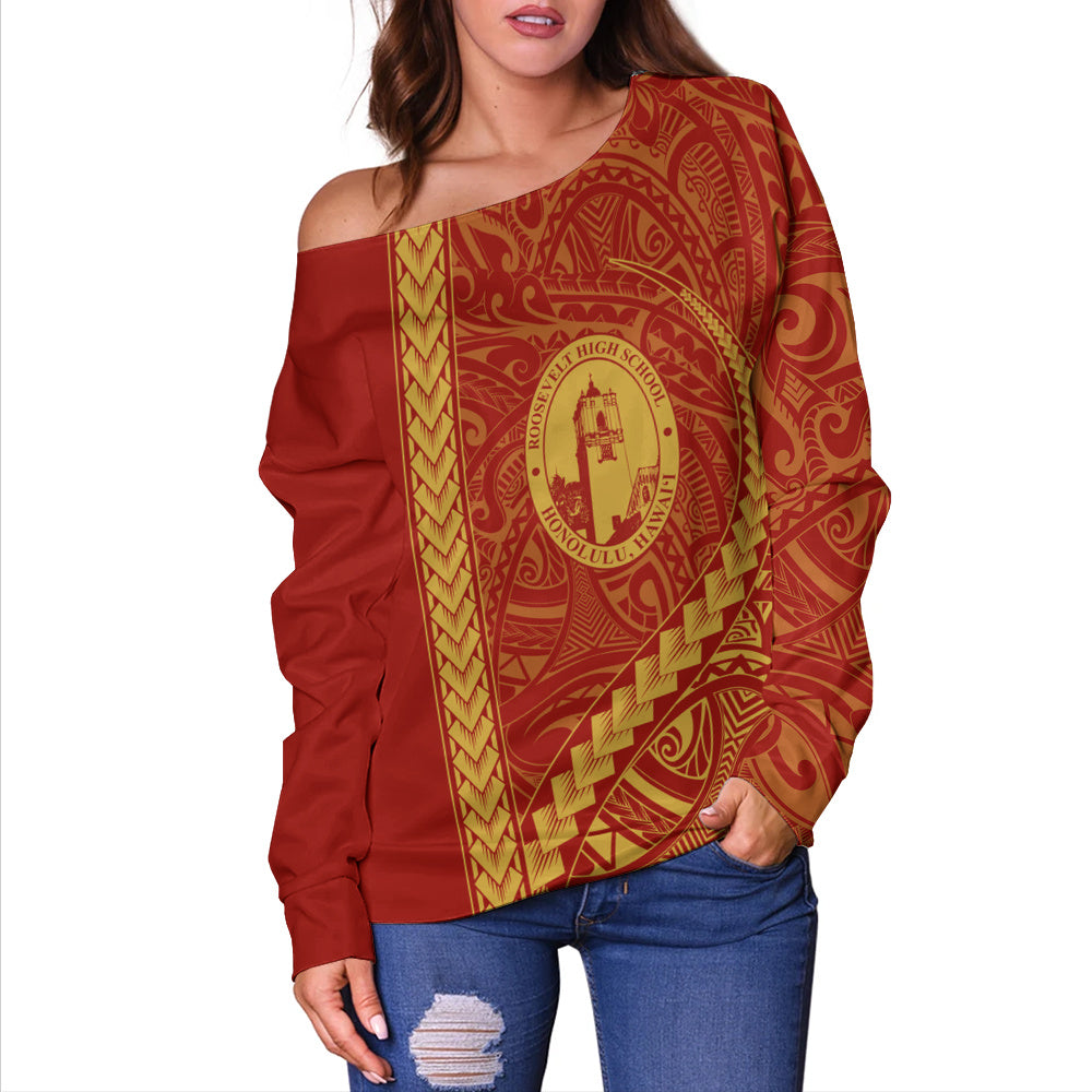 President Theodore Roosevelt High School Off Shoulder Sweatshirt Tribal Polynesian Pride Style