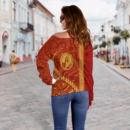 President Theodore Roosevelt High School Off Shoulder Sweatshirt Tribal Polynesian Pride Style