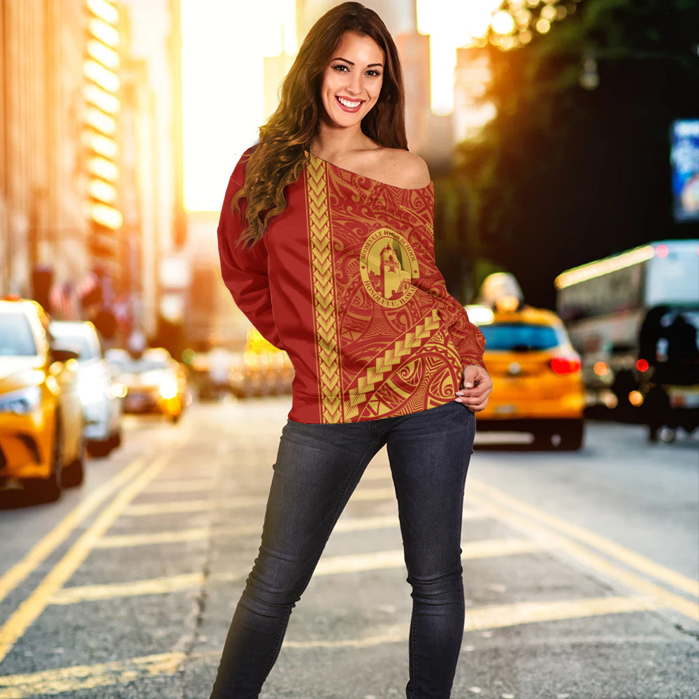 President Theodore Roosevelt High School Off Shoulder Sweatshirt Tribal Polynesian Pride Style