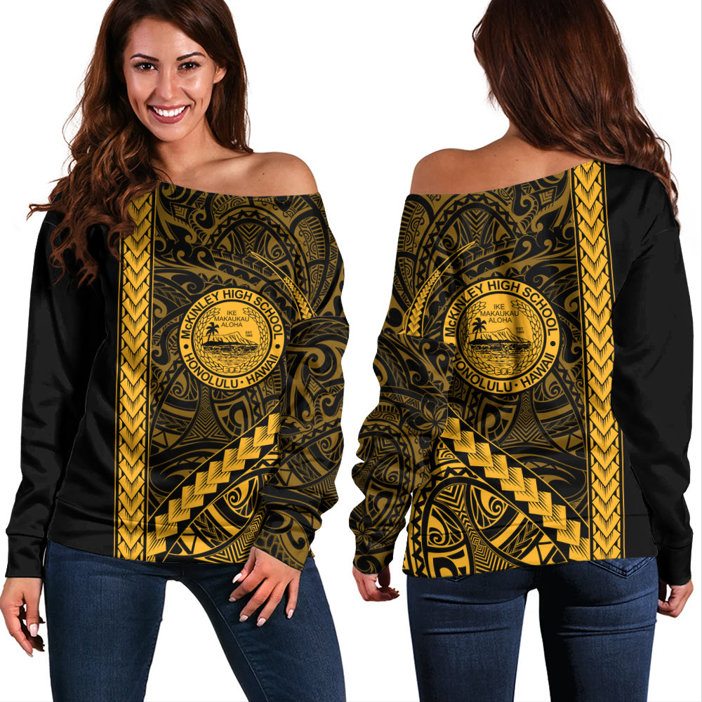 President William McKinley High School Off Shoulder Sweatshirt Tribal Polynesian Pride Style