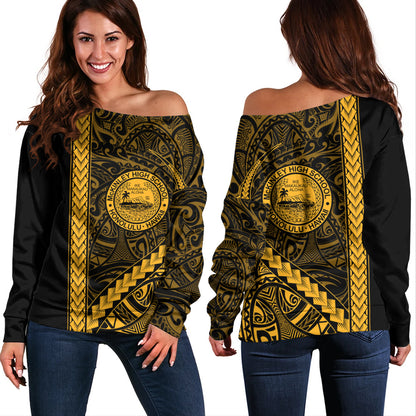 President William McKinley High School Off Shoulder Sweatshirt Tribal Polynesian Pride Style