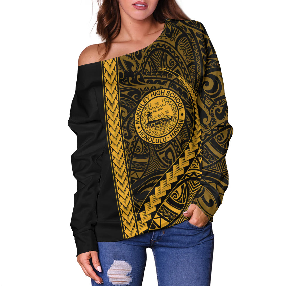 President William McKinley High School Off Shoulder Sweatshirt Tribal Polynesian Pride Style