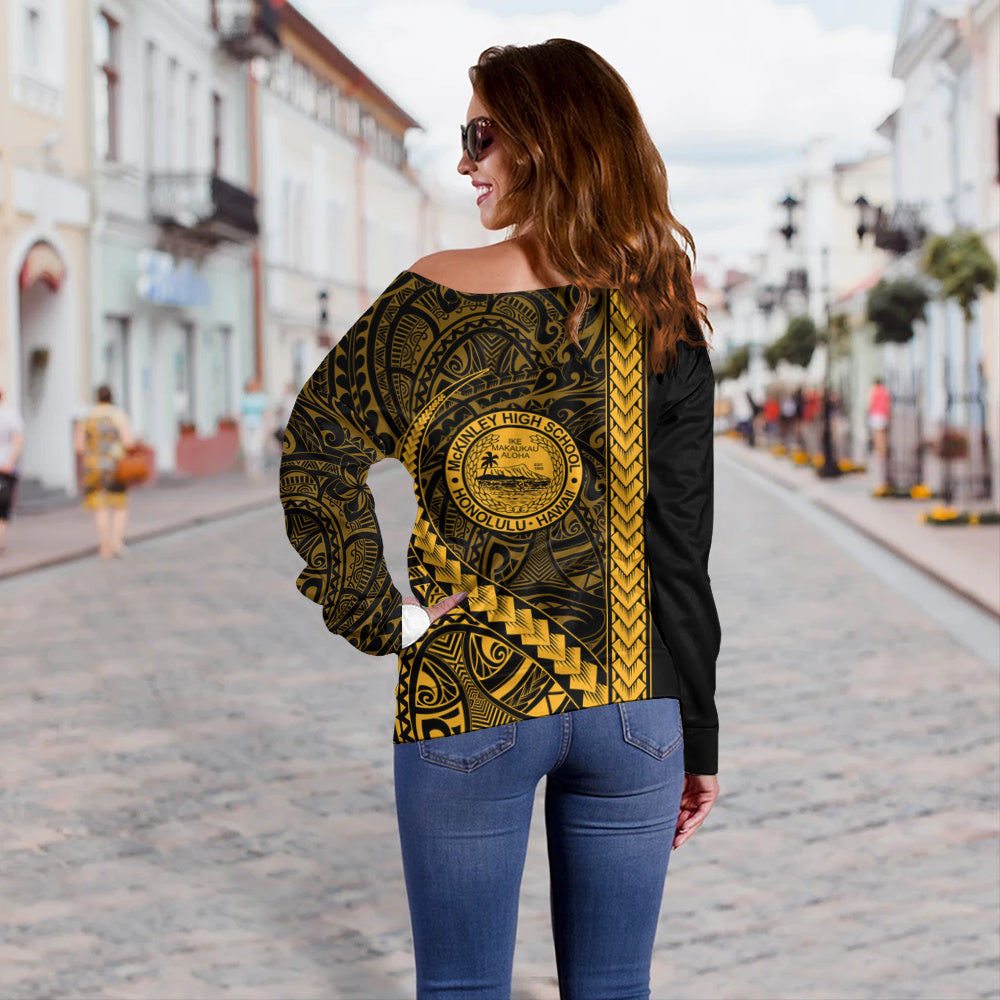 President William McKinley High School Off Shoulder Sweatshirt Tribal Polynesian Pride Style