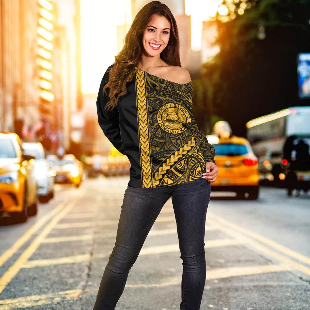 President William McKinley High School Off Shoulder Sweatshirt Tribal Polynesian Pride Style