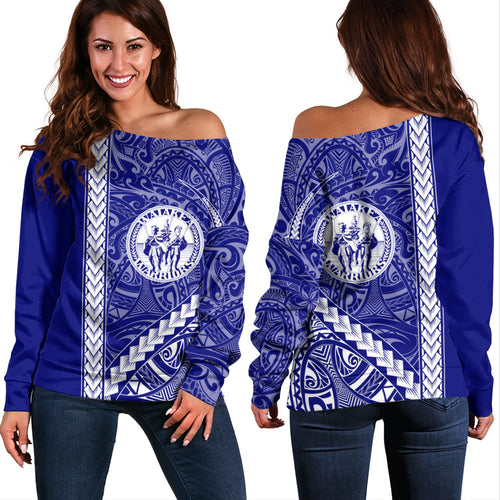 Waiakea High School Off Shoulder Sweatshirt Tribal Polynesian Pride Style