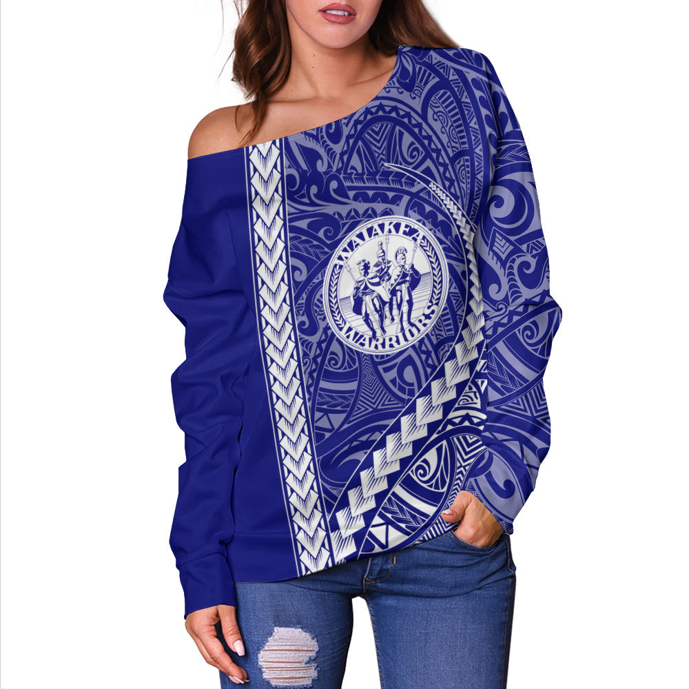 Waiakea High School Off Shoulder Sweatshirt Tribal Polynesian Pride Style