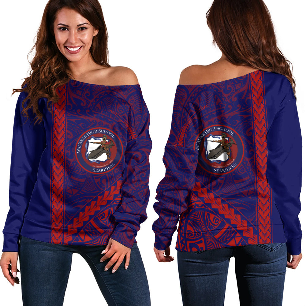 Waianae High School Off Shoulder Sweatshirt Tribal Polynesian Pride Style