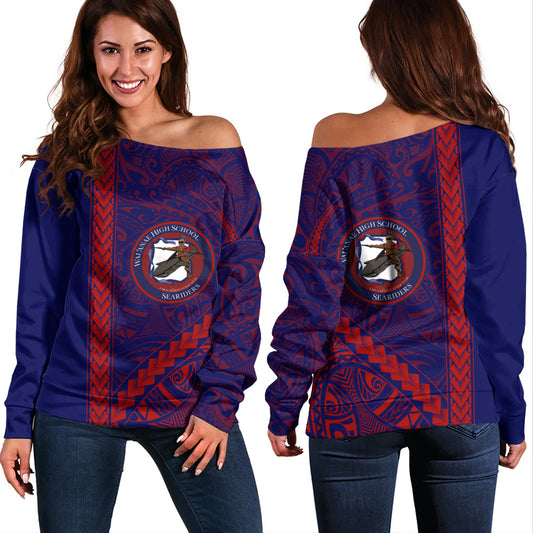 Waianae High School Off Shoulder Sweatshirt Tribal Polynesian Pride Style