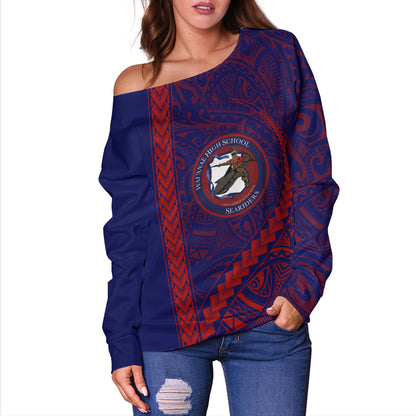 Waianae High School Off Shoulder Sweatshirt Tribal Polynesian Pride Style