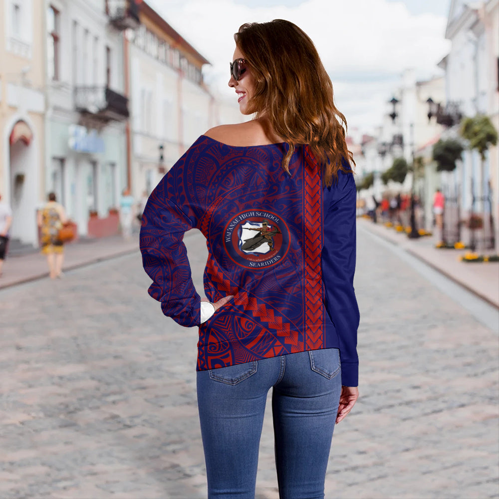 Waianae High School Off Shoulder Sweatshirt Tribal Polynesian Pride Style