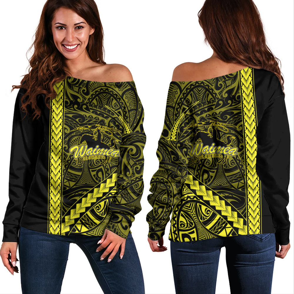 Waimea Elementary School Off Shoulder Sweatshirt Tribal Polynesian Pride Style